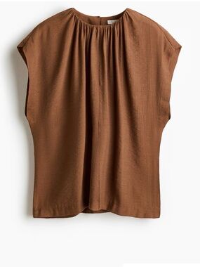 H&M Gathered Top Blouse Brown S